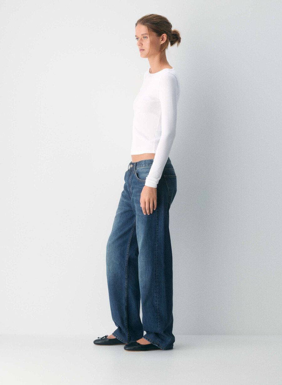 tricou cu mânecă lungă homestretch rib airwave cu guler tip barcă alb