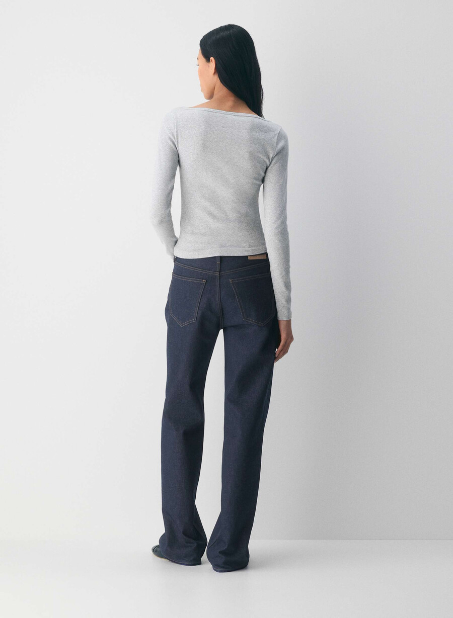 tricou homestretch rib airwave cu guler tip barcă și mânecă lungă heather chrome