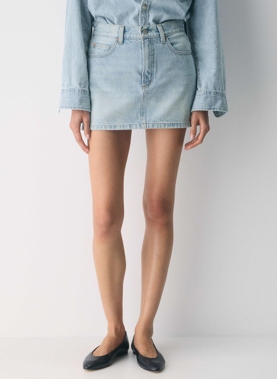denim forum fustă ricci din denim anii 90 albastru-aprins 15 ani