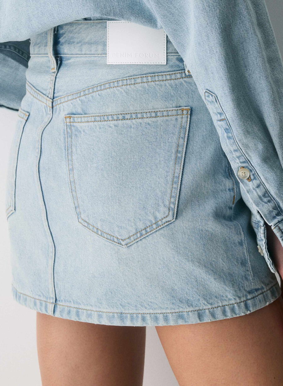 denim forum fustă ricci din denim anii 90 albastru-aprins 15 ani