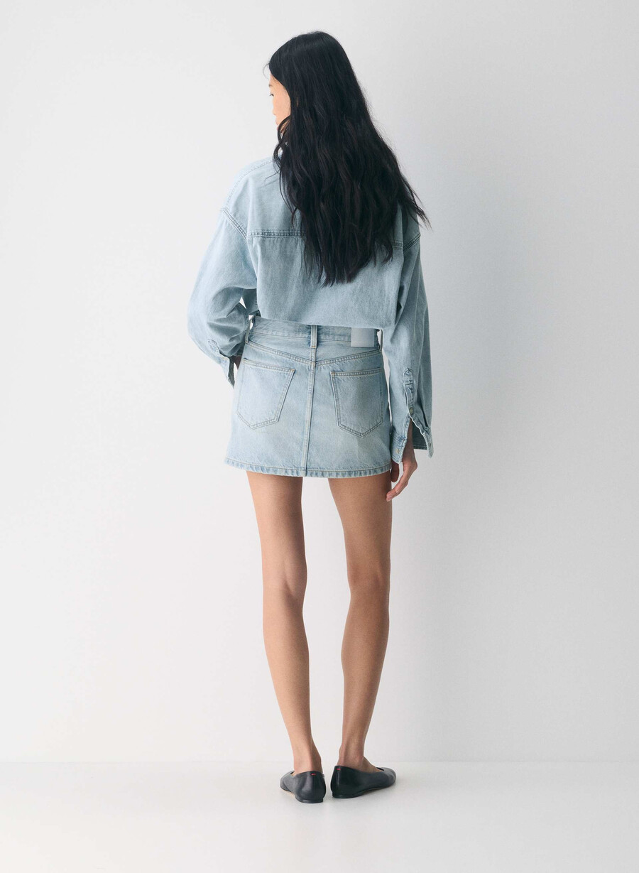 denim forum fustă ricci din denim anii 90 albastru-aprins 15 ani