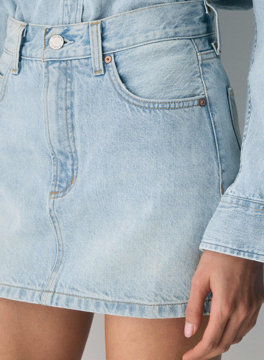 denim forum fustă ricci din denim anii 90 albastru-aprins 15 ani