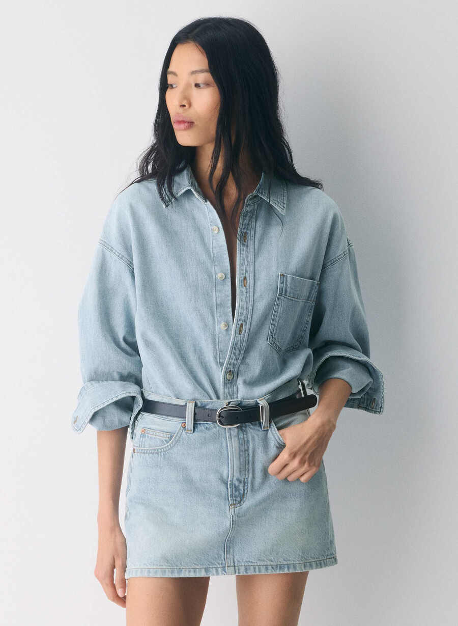 denim forum fustă ricci din denim anii 90 albastru-aprins 15 ani