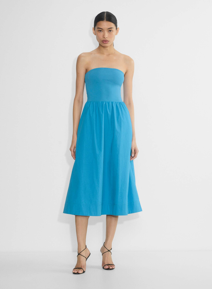 rochie fluidă din poplin negrumesteacanu deschis