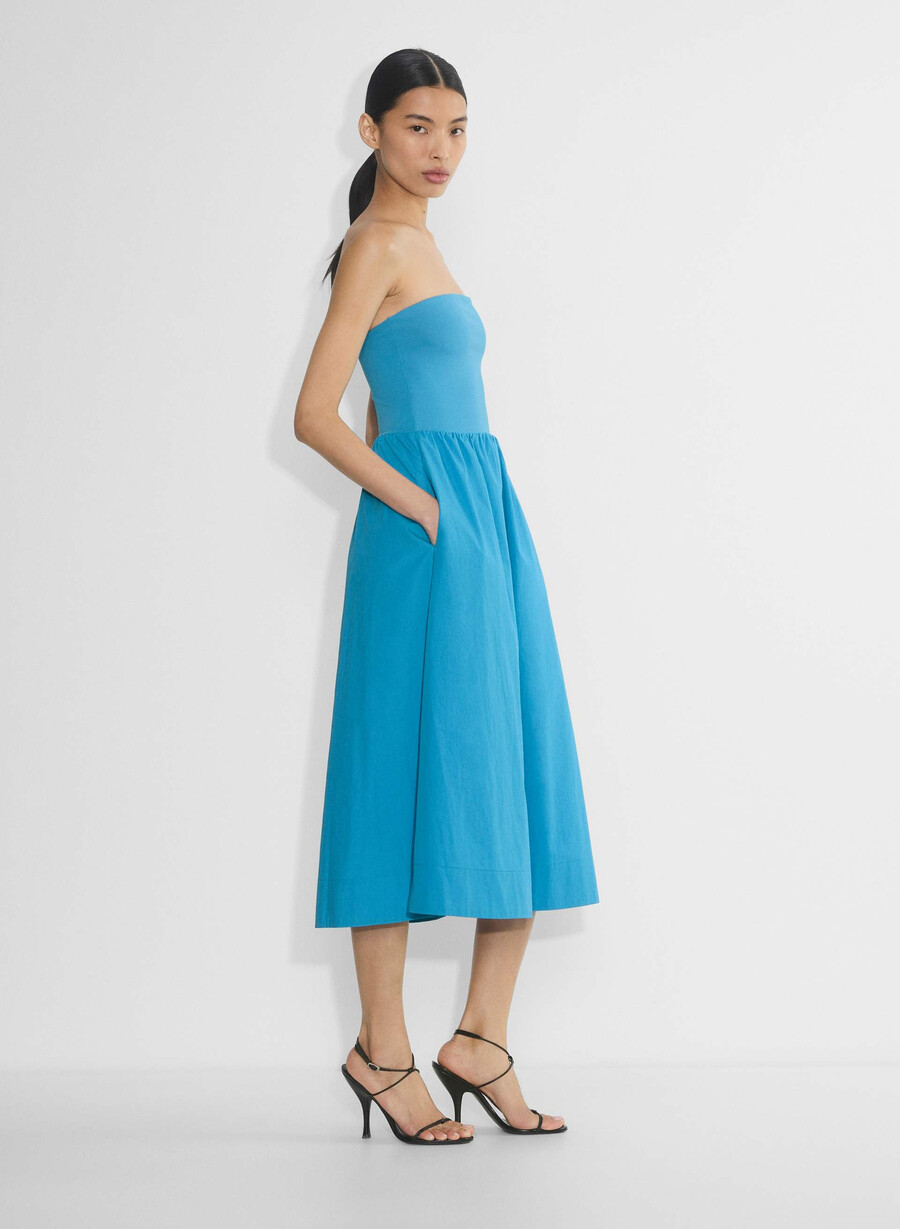 rochie fluidă din poplin negrumesteacanu deschis