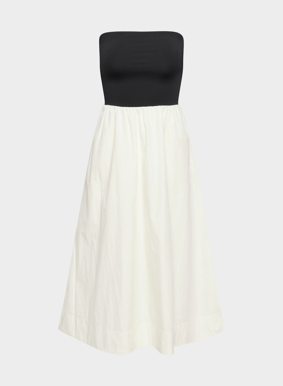 rochie fluidă din poplin mesteacĂn deschisnegru