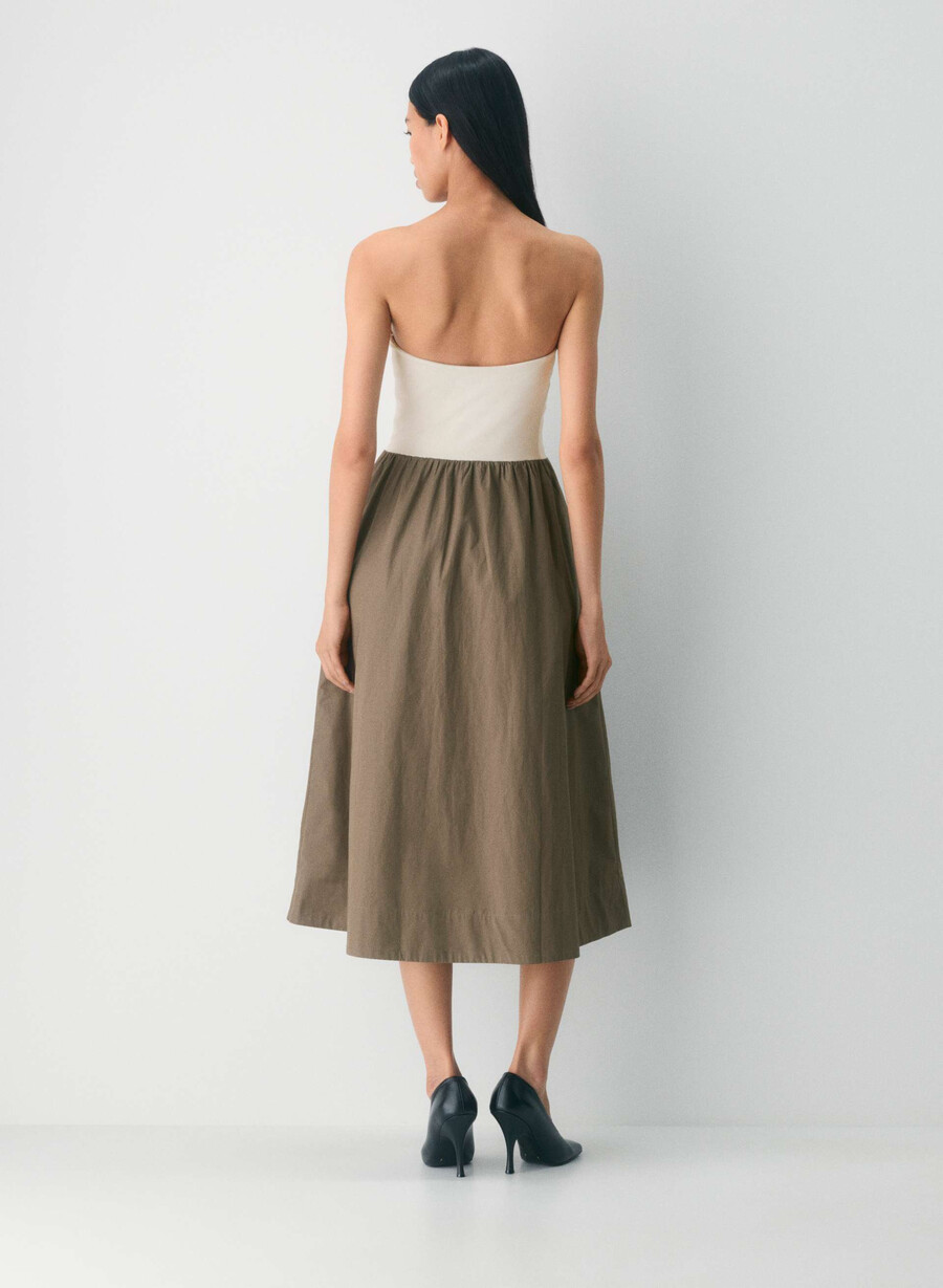 rochie fluidă din poplin cola taupe lt birch