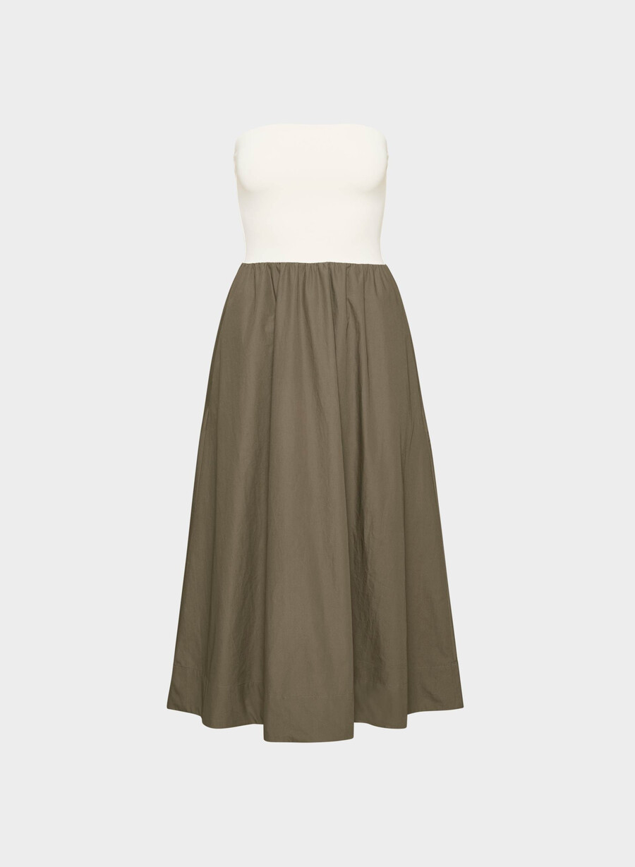 rochie fluidă din poplin cola taupe lt birch