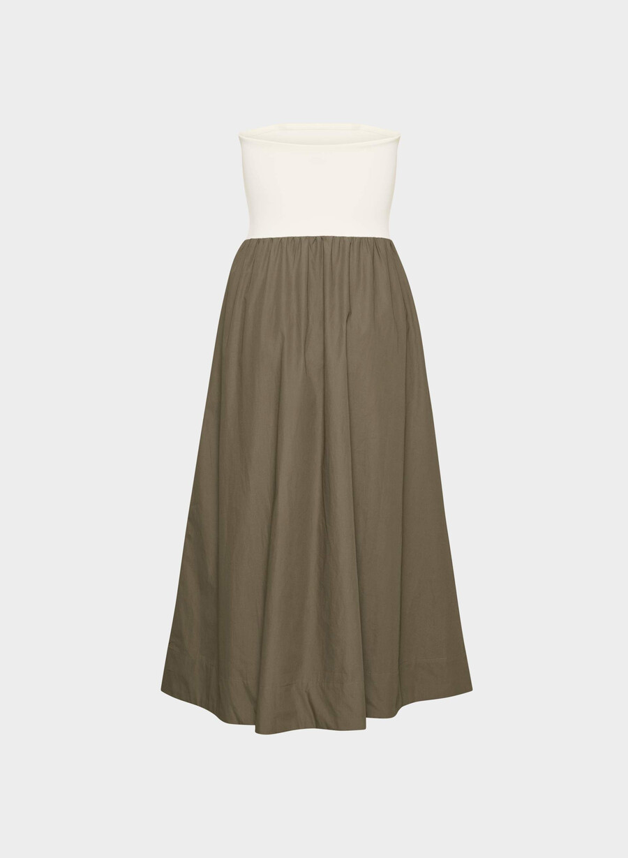 rochie fluidă din poplin cola taupe lt birch