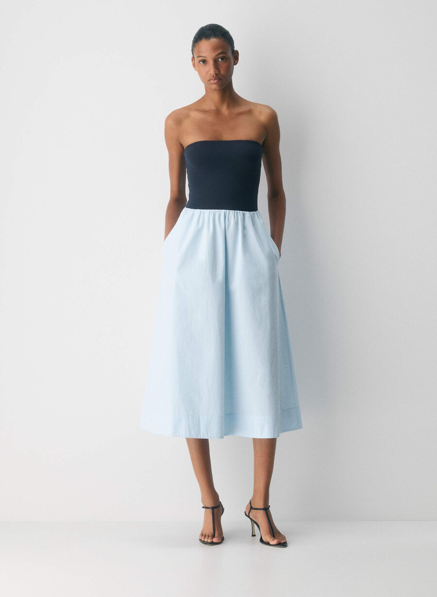 rochie fluidă din poplin villa blueadmiral