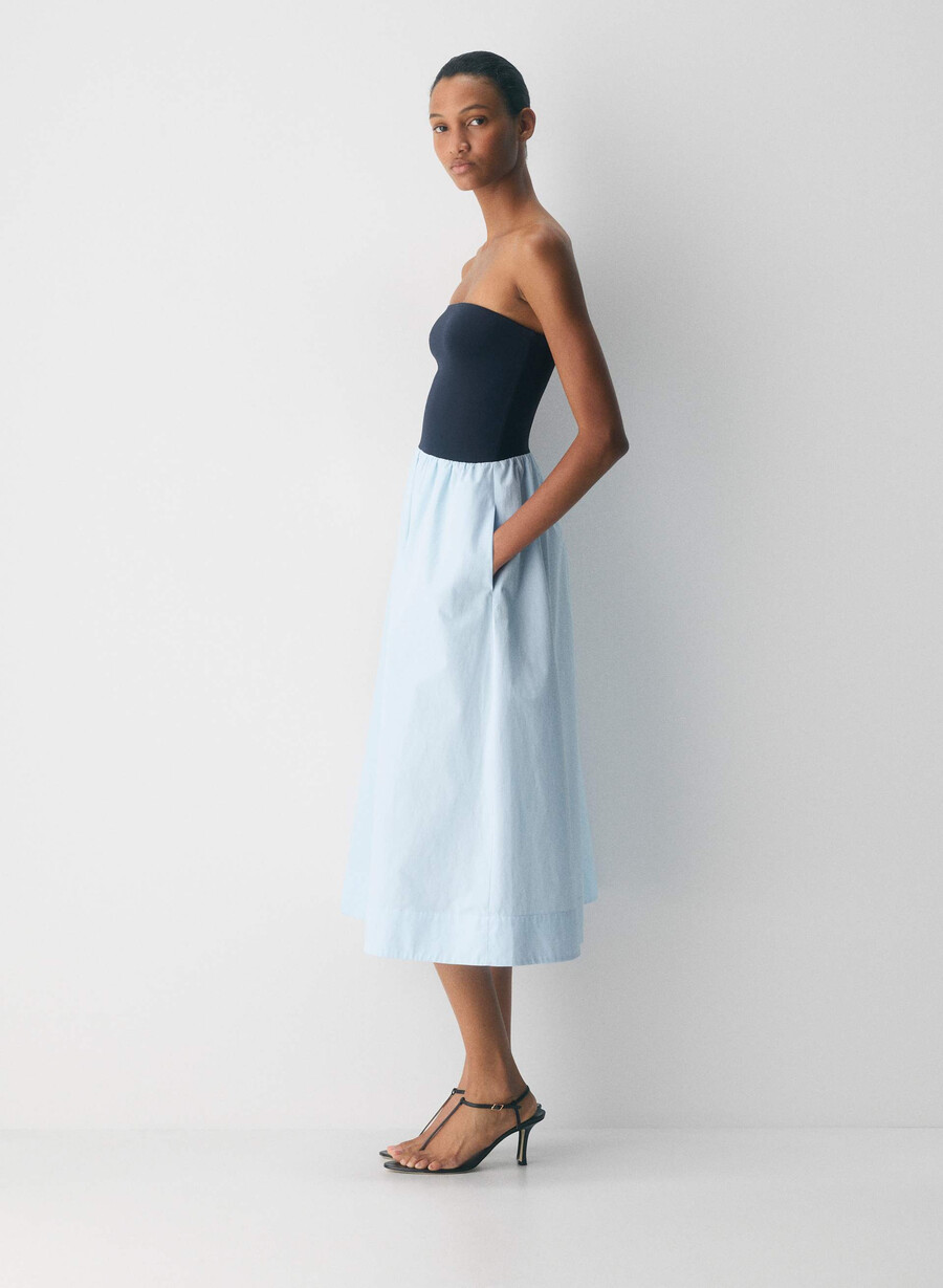 rochie fluidă din poplin villa blueadmiral