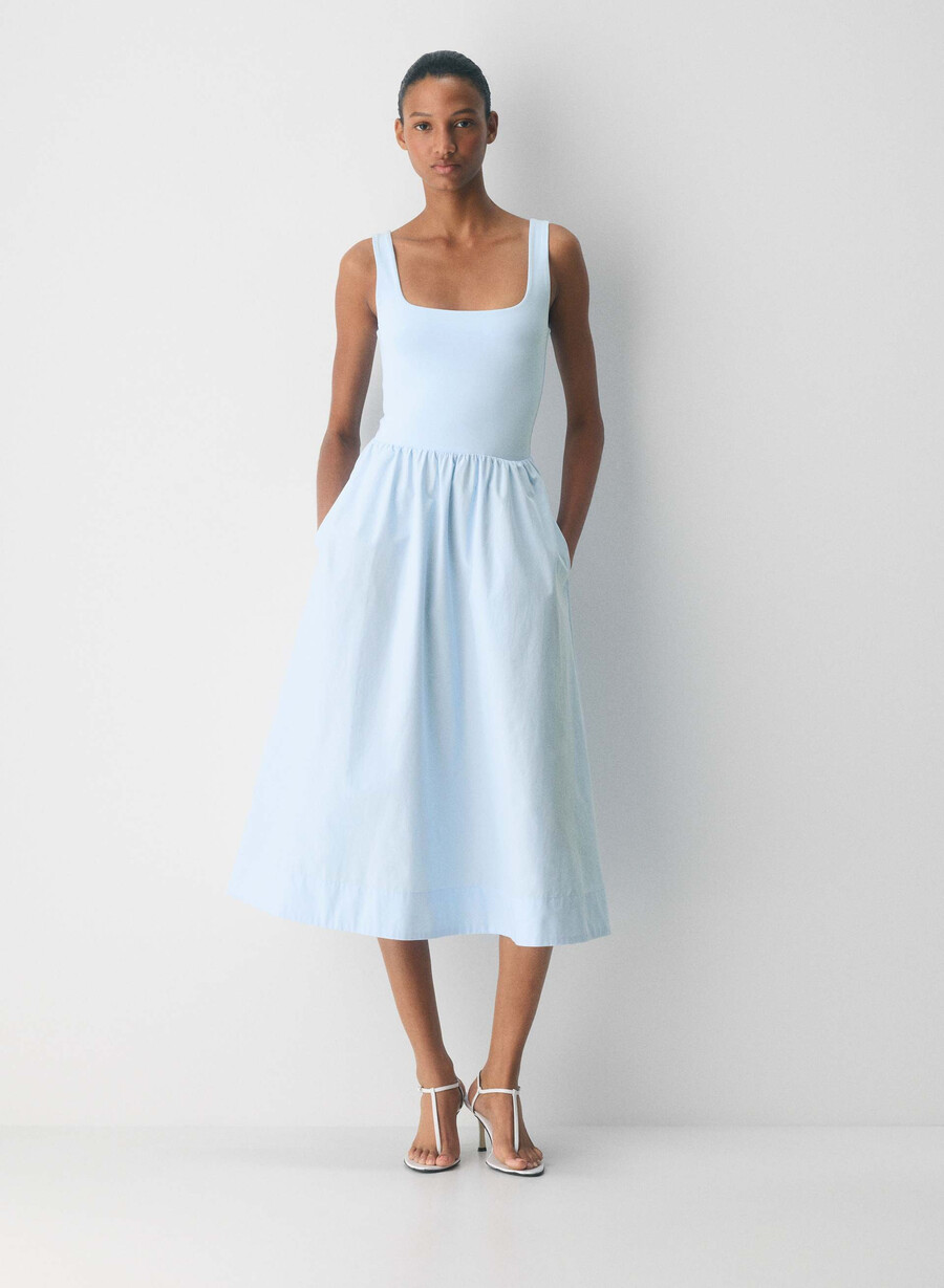 rochie revive poplin villa blue