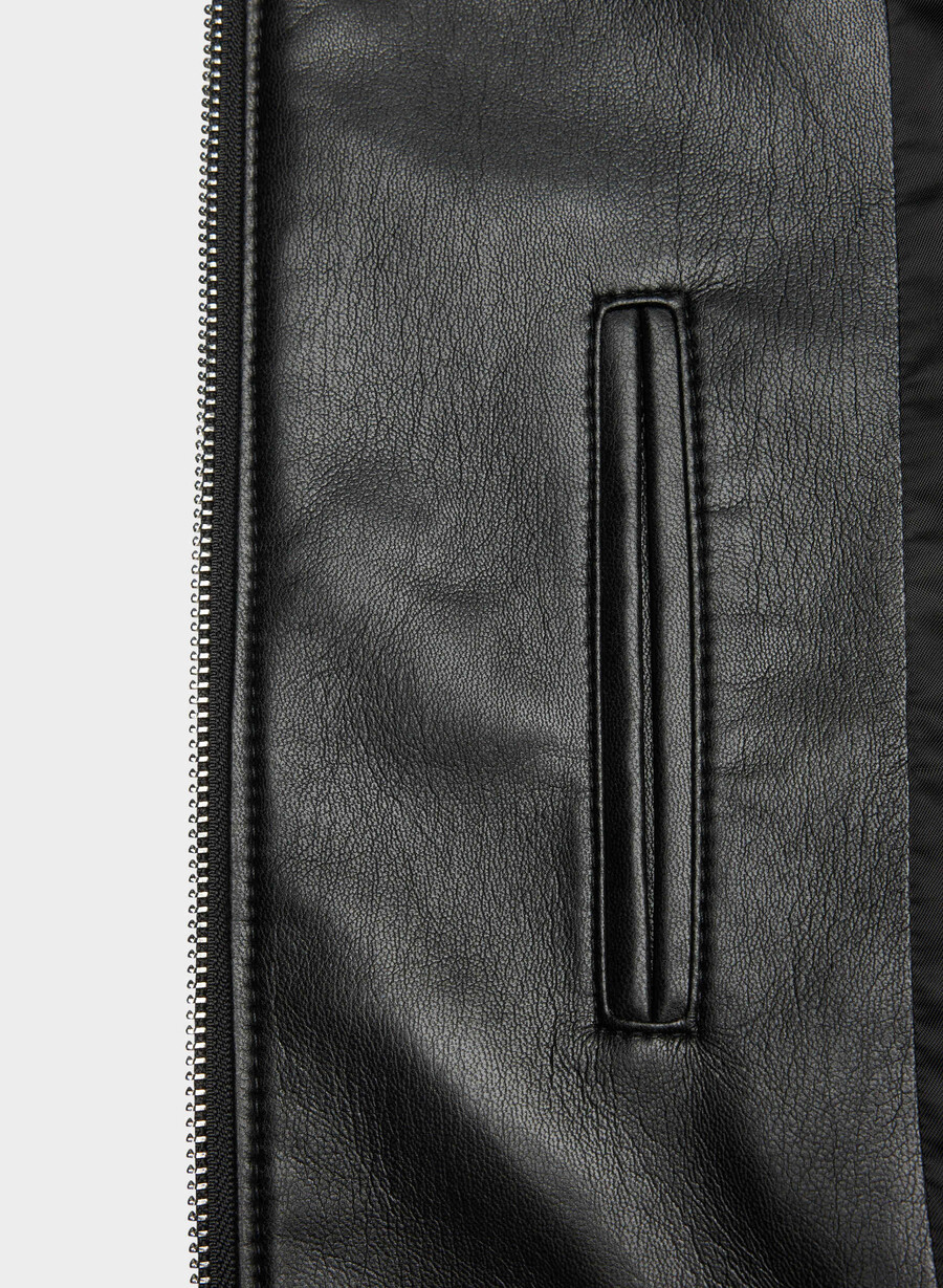 geacă synergy bomber - piele unreal negră
