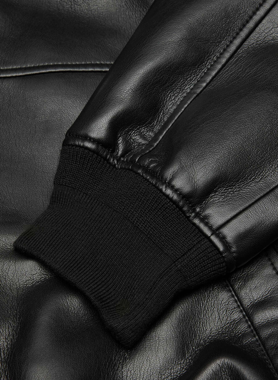 geacă synergy bomber - piele unreal negră