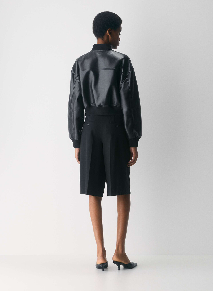 geacă synergy bomber - piele unreal negră