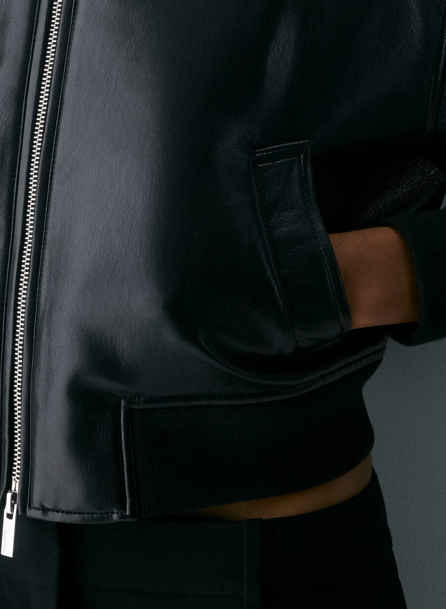 geacă synergy bomber - piele unreal negră