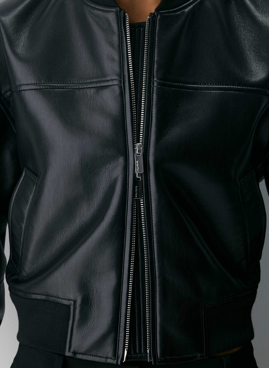 geacă synergy bomber - piele unreal negră