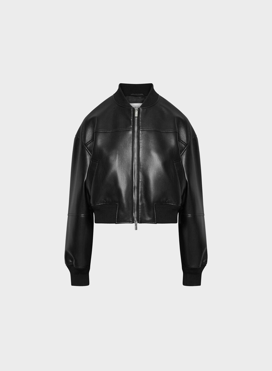 geacă synergy bomber - piele unreal negră