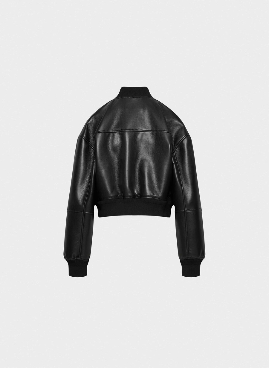 geacă synergy bomber - piele unreal negră