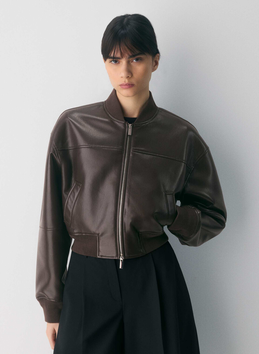 geacă synergy bomber - piele unreal maro mocha rich
