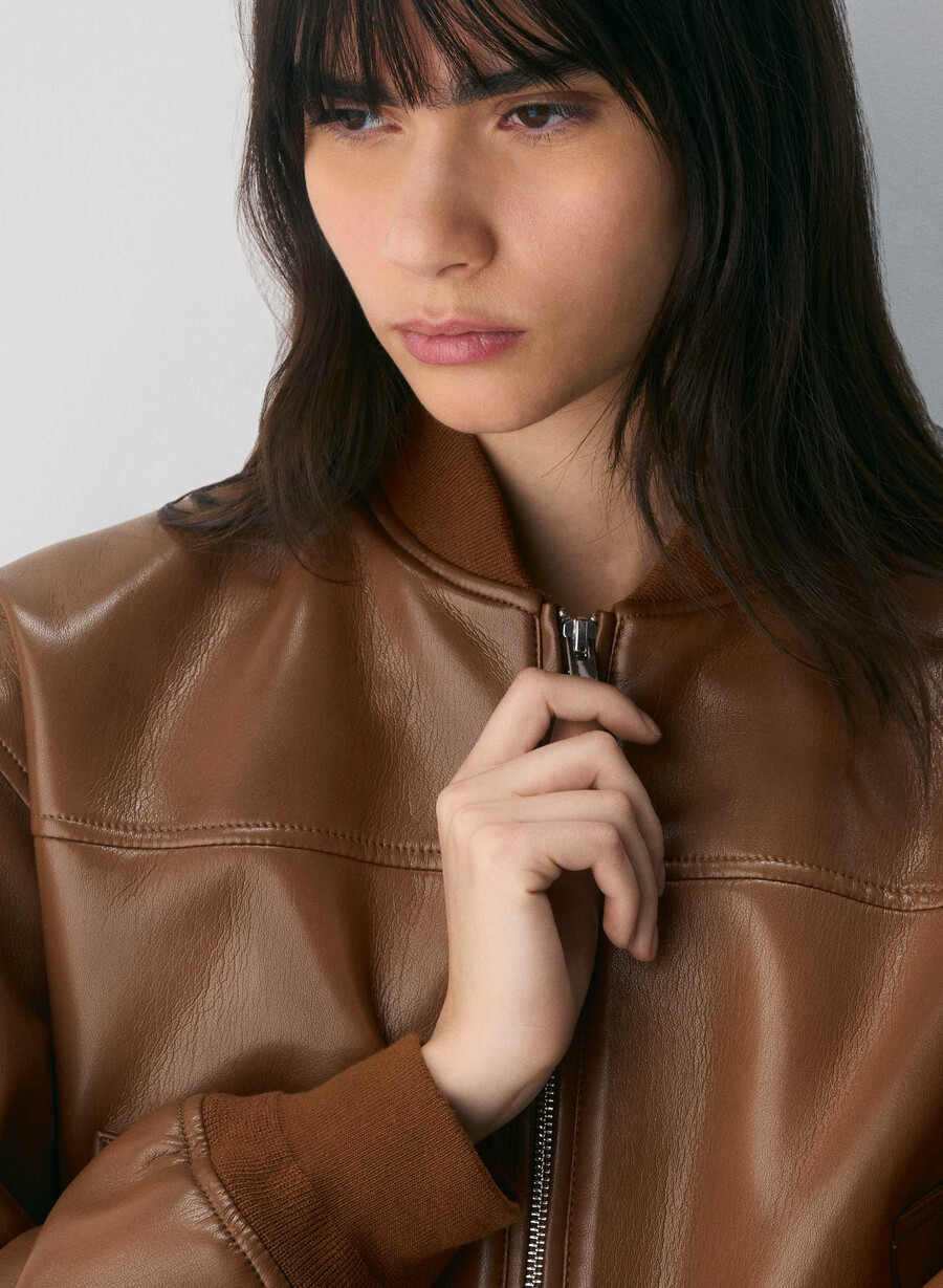 geantă synergy bomber - unreal leather chocolatier brown