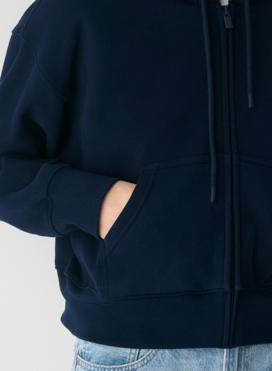 hanorac confortabil din fleece cu fermoar tip boyfriend tip pătrat admiral