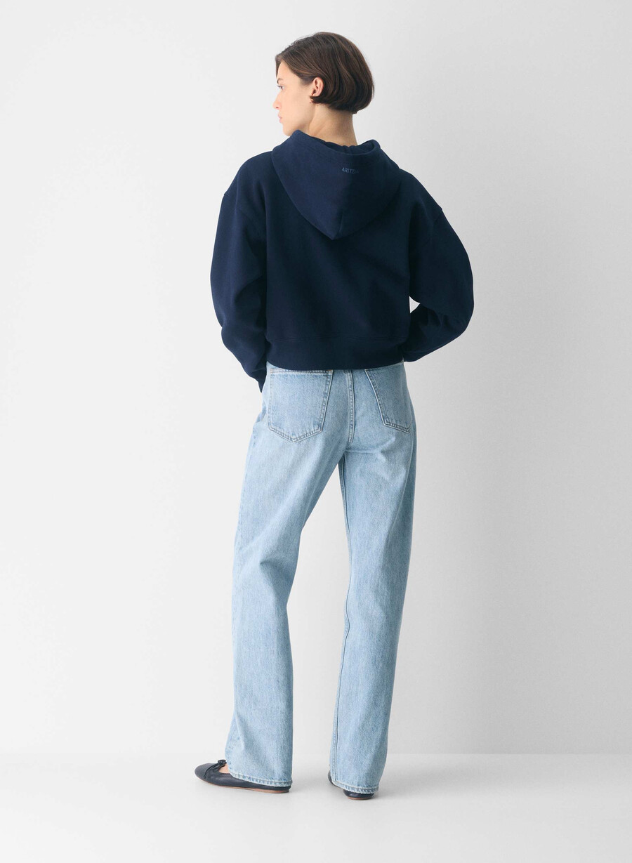 hanorac confortabil din fleece cu fermoar tip boyfriend tip pătrat admiral