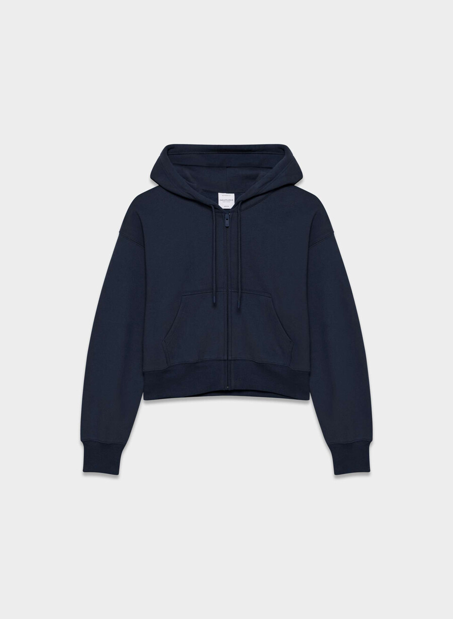 hanorac confortabil din fleece cu fermoar tip boyfriend tip pătrat admiral