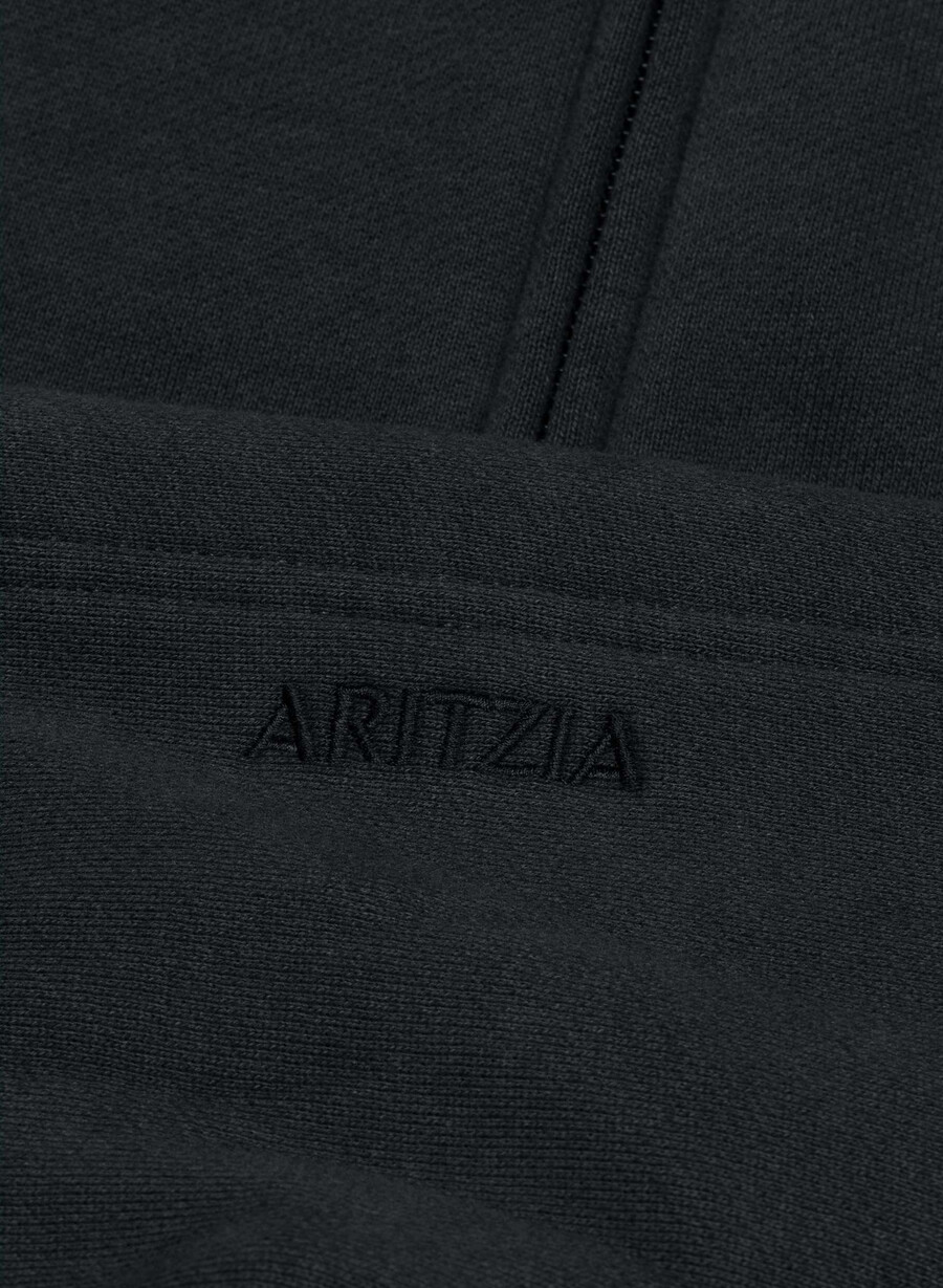 hanorac confortabil cu fermoar drept din fleece boyfriend negru