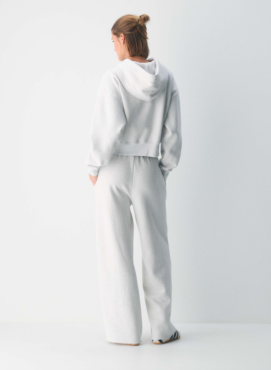 hanorac confortabil din fleece cu fermoar drept boyfriend alb-negru