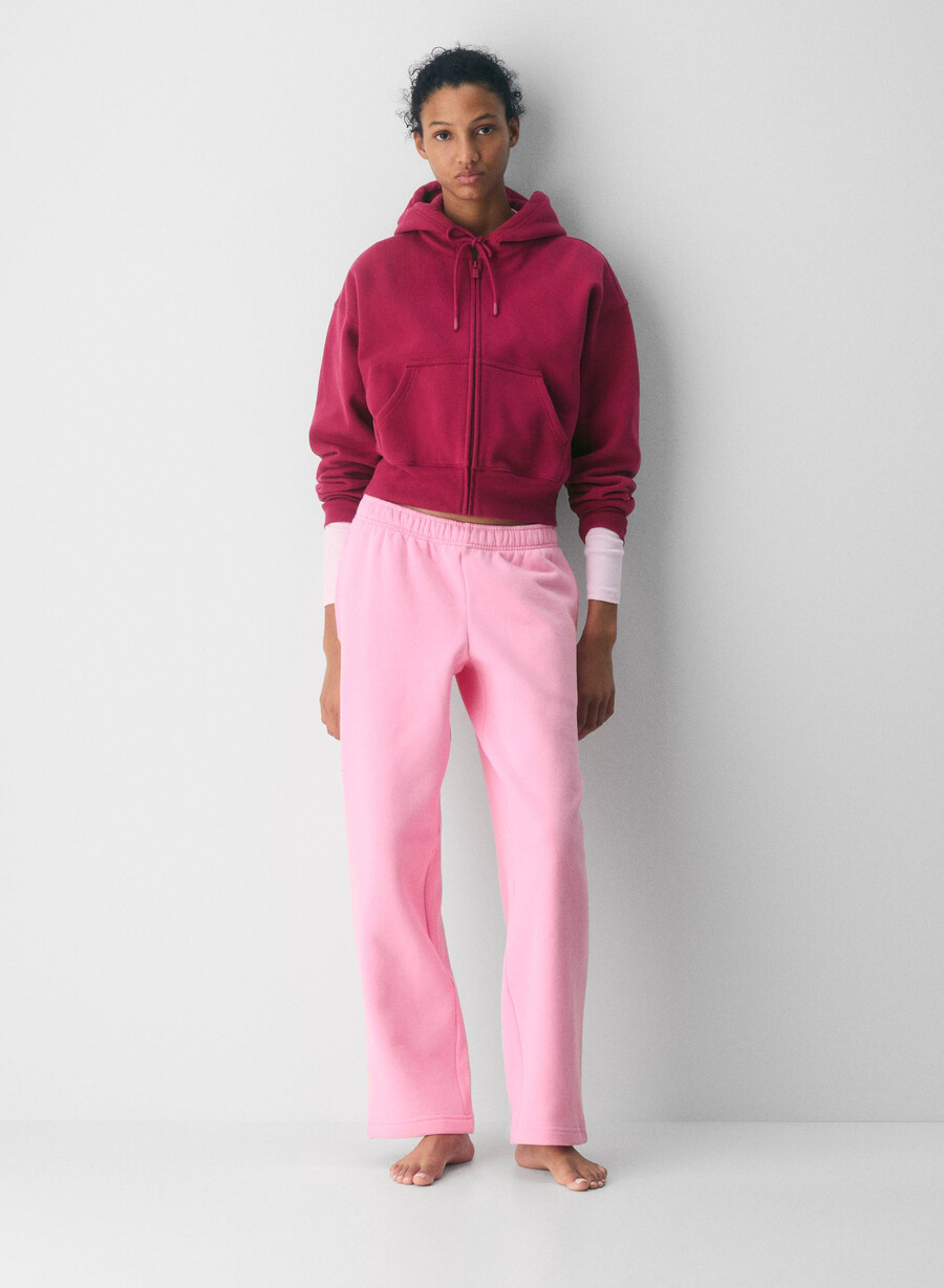 hanorac confortabil din fleece cu fermoar drept boyfriend juicy rose
