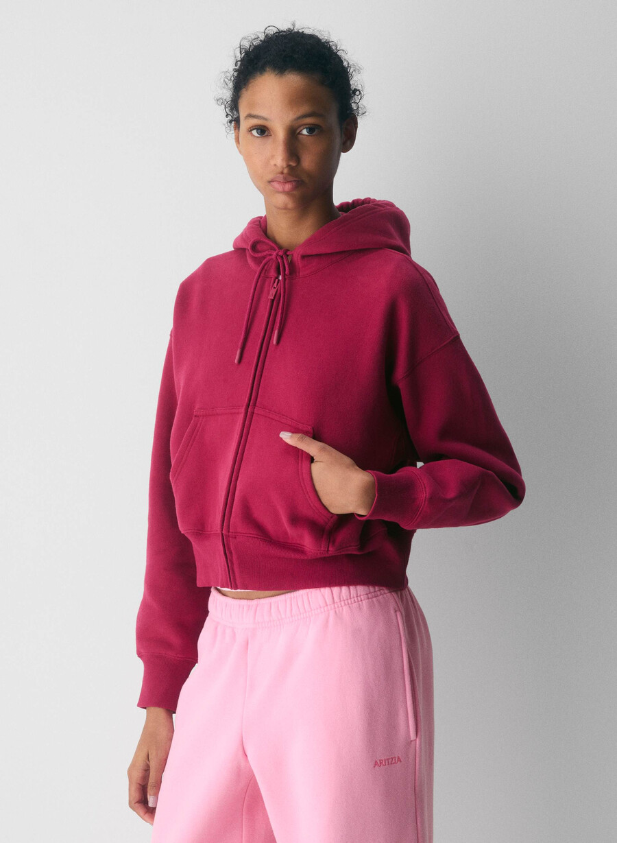 hanorac confortabil din fleece cu fermoar drept boyfriend juicy rose