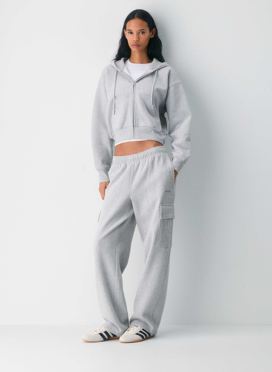 hanorac confortabil din fleece cu fermoar drept boyfriend heather chrome