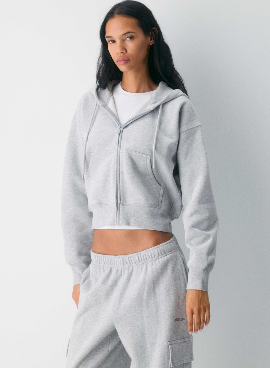 hanorac confortabil din fleece cu fermoar drept boyfriend heather chrome