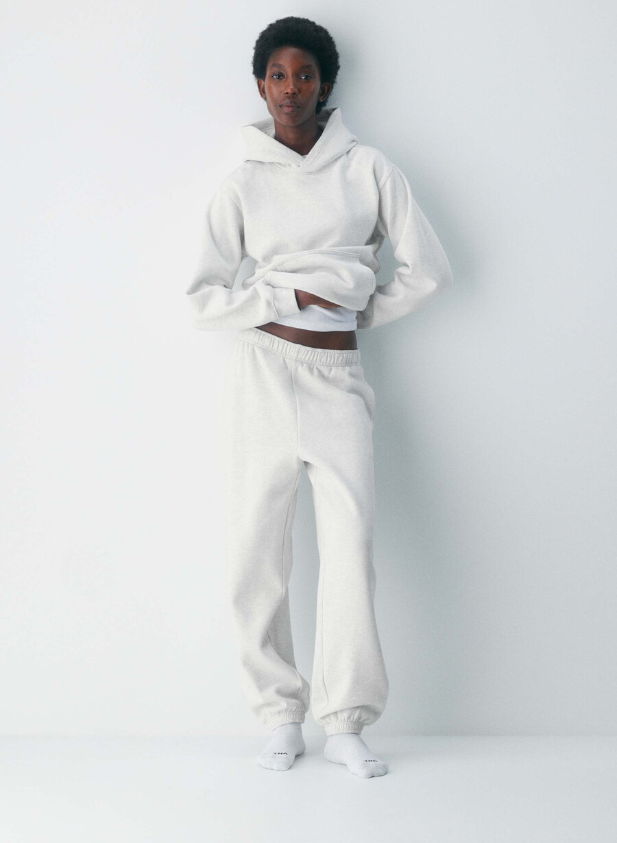 hanorac confortabil din fleece perfect alb-negru