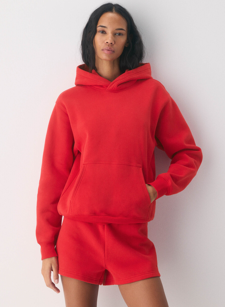 hanorac confortabil din fleece perfect roșu intermitent