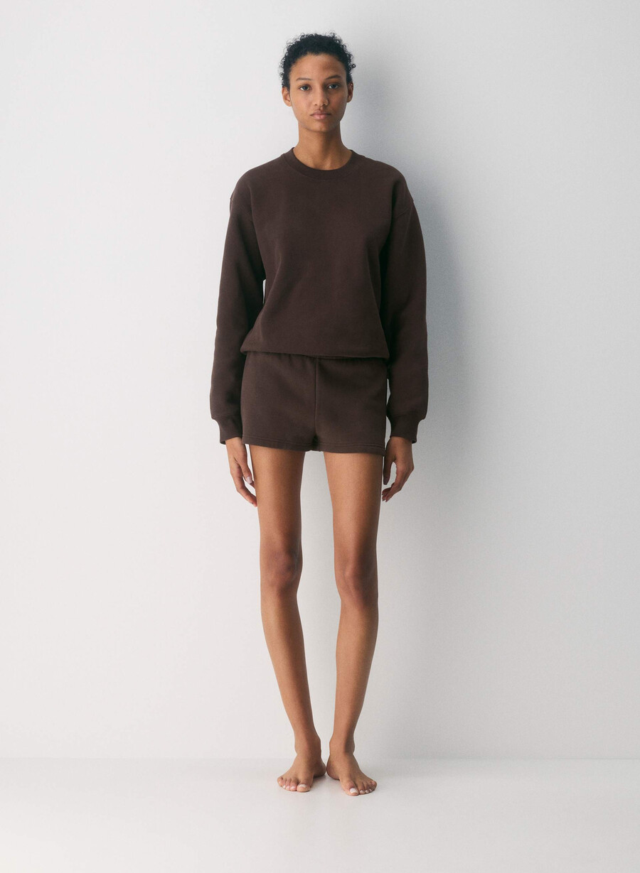 hanorac confortabil din fleece perfect crew maro mocha