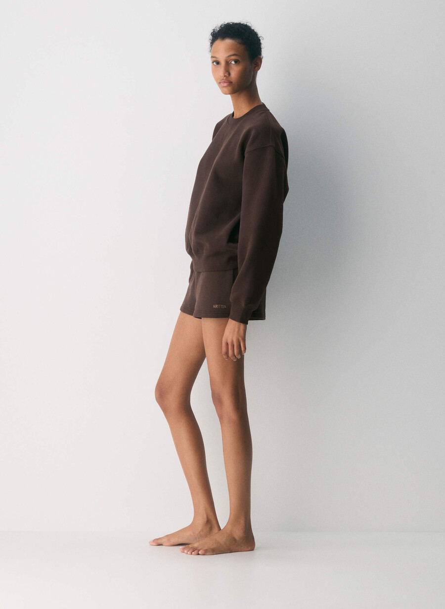 hanorac confortabil din fleece perfect crew maro mocha