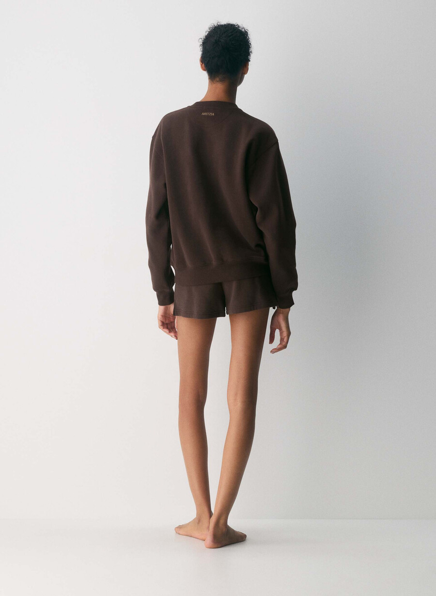 hanorac confortabil din fleece perfect crew maro mocha