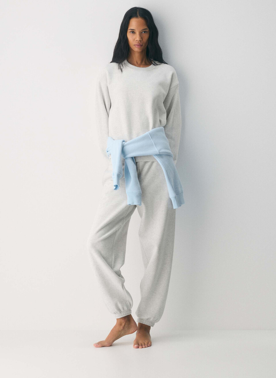 hanorac cozy sweatfleece perfect crew heather cloud white
