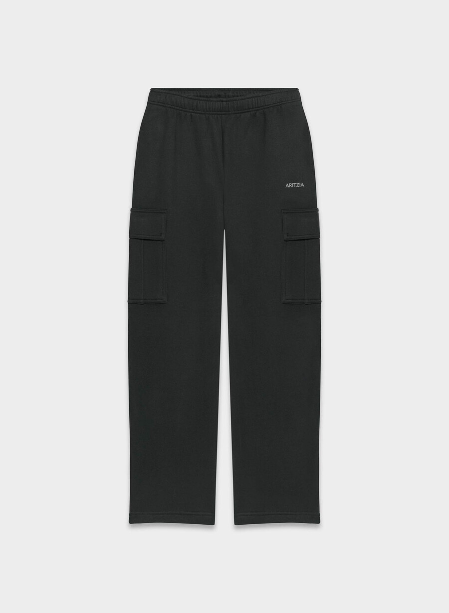 pantaloni de trening cozy sweatfleece mega cargo negri