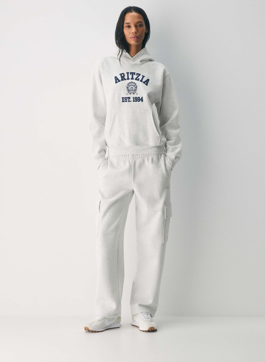 pantaloni de trening cozy sweatfleece mega cargo heather cloud white