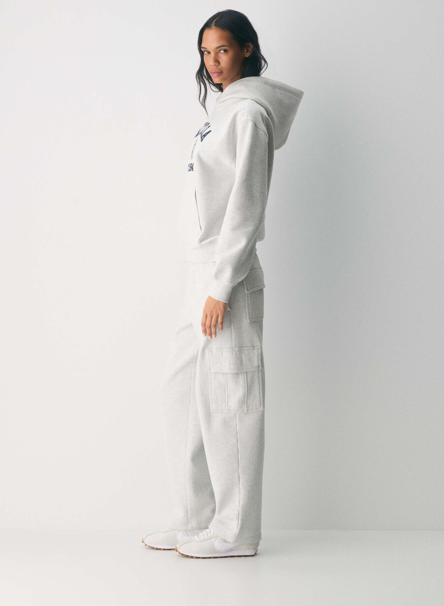 pantaloni de trening cozy sweatfleece mega cargo heather cloud white