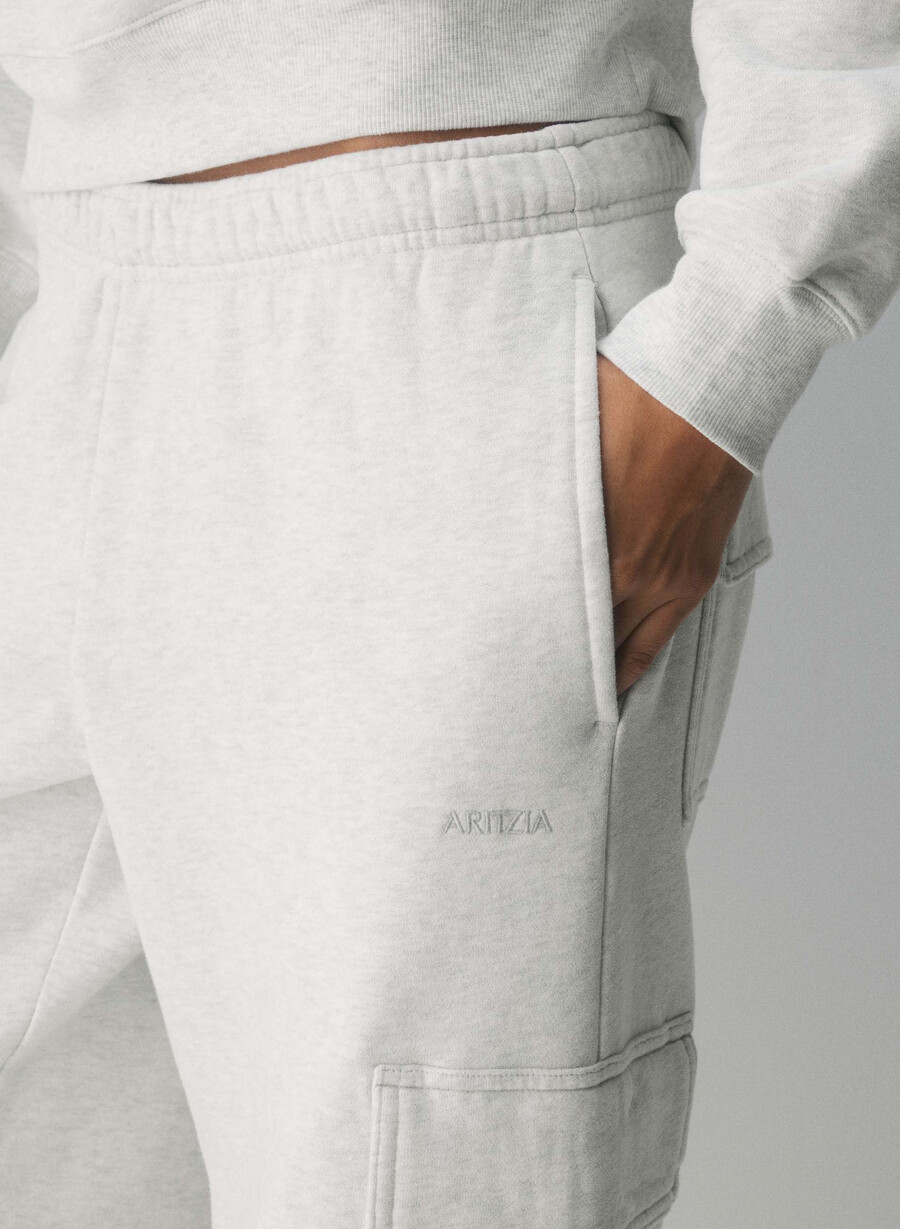 pantaloni de trening cozy sweatfleece mega cargo heather cloud white