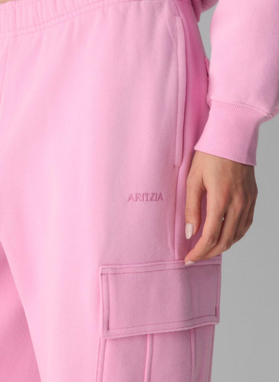 pantaloni de trening confortabili din fleece mega cargo morganite pink