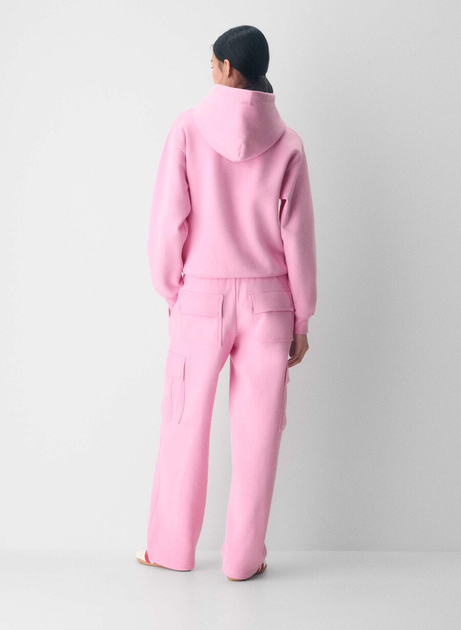 pantaloni de trening confortabili din fleece mega cargo morganite pink
