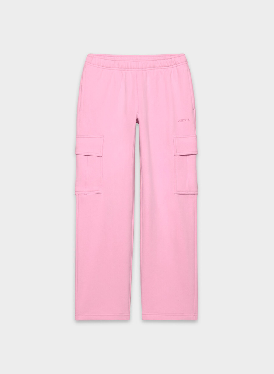 pantaloni de trening confortabili din fleece mega cargo morganite pink