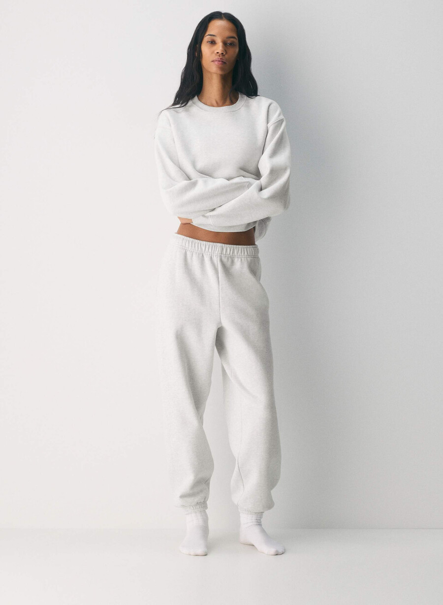 pantaloni scurți confortabili de trening mega jogger heather cloud white