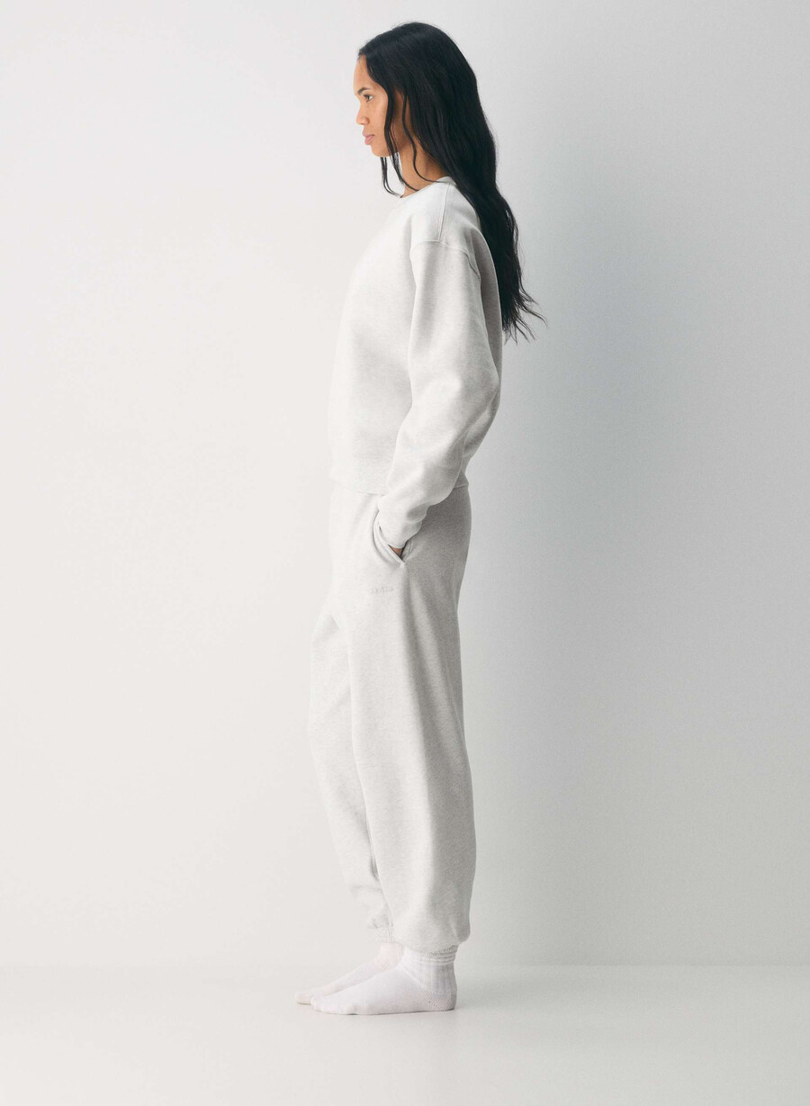 pantaloni scurți confortabili de trening mega jogger heather cloud white