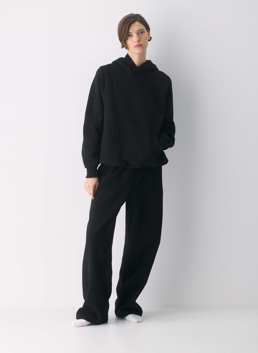 hanorac confortabil din fleece mega raglan negru